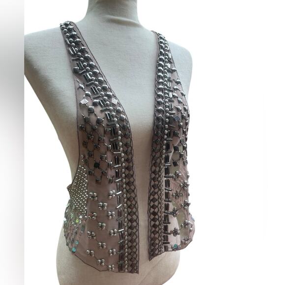 Y2K The Buckle Sheer Mesh Studded Boho Moto Vest S Edgy Festival Fairy Grunge - Picture 1 of 8